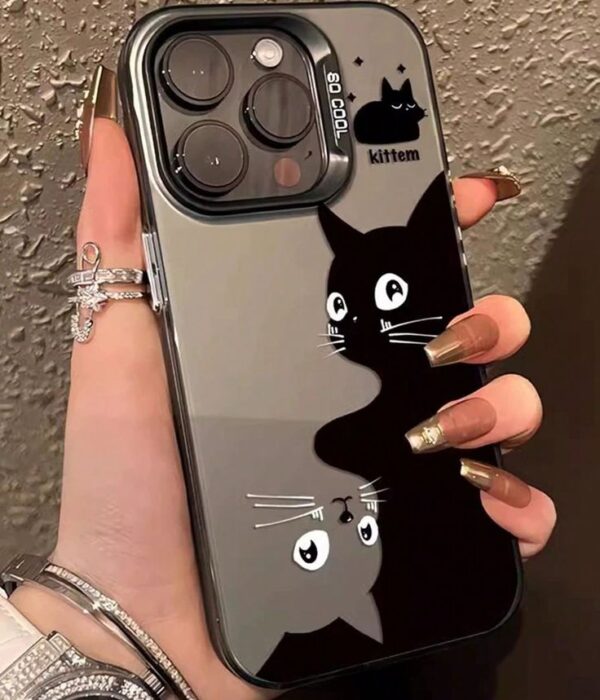 Chic Black And White, Transparent, Anti-Drop Cat Phone Case Suitable For IPhone